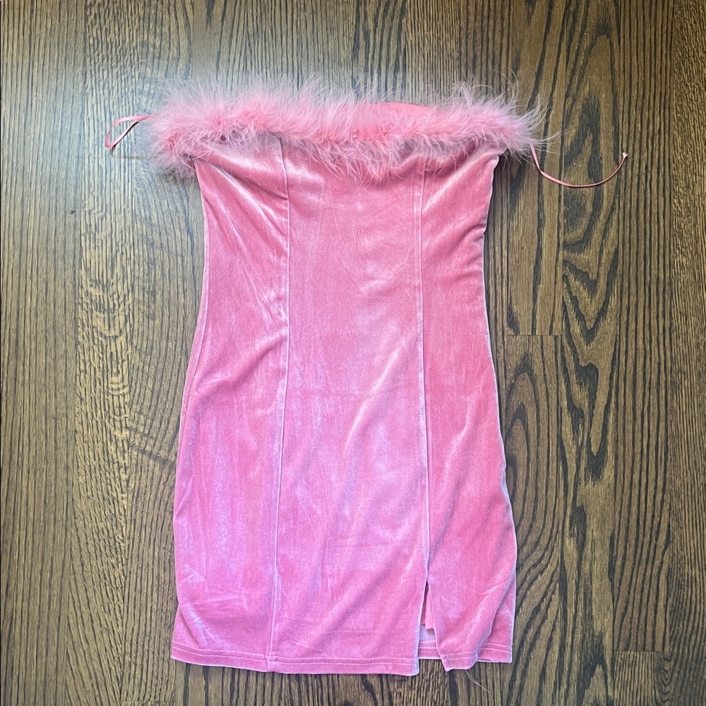 NWT Superdown Pink Mini Dress with Feather Trim XS